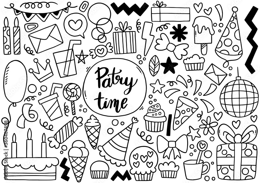 0092 hand drawn party doodle happy birthday