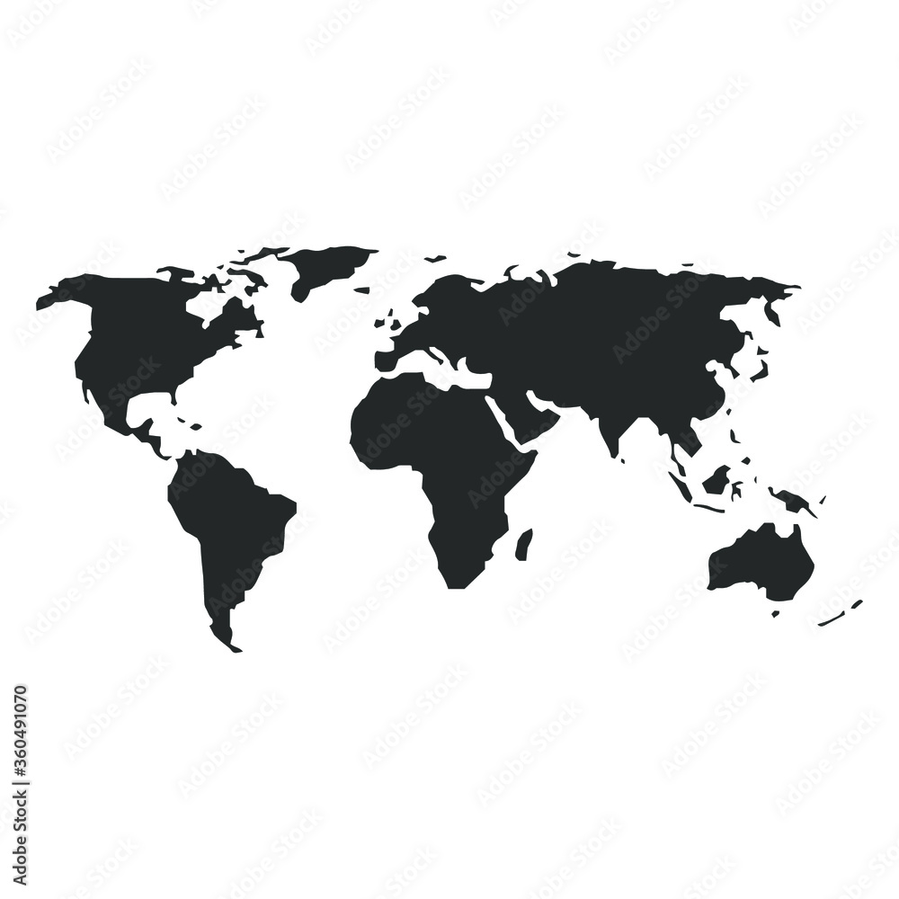 Fototapeta premium World map black vector isolated on white background
