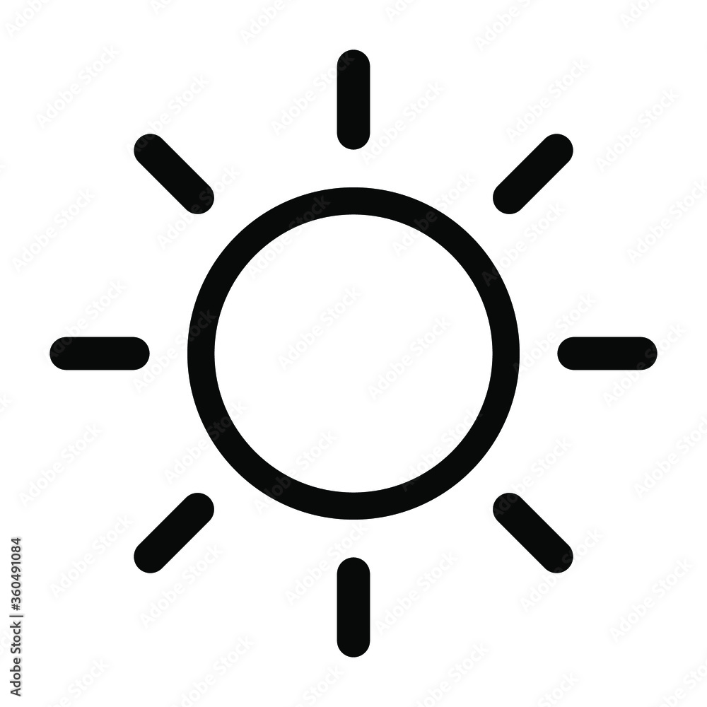 Sun icon. Brightness icon. Flat vector illustration Sun icon. Brightness icon. Flat vector illustration