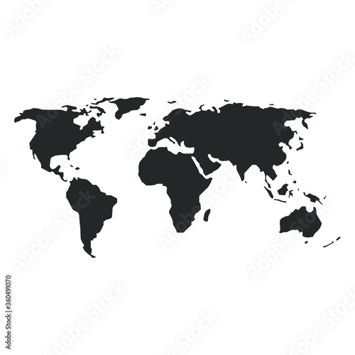 World map black vector isolated on white background