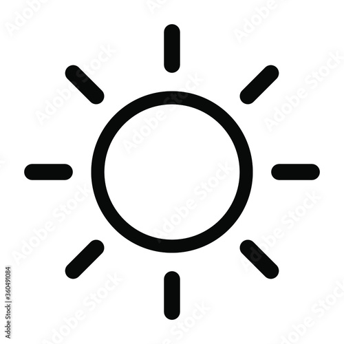 Sun icon. Brightness icon. Flat vector illustration