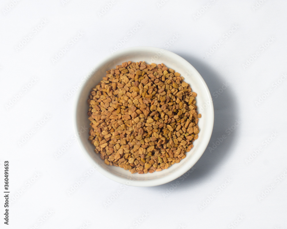 Ceylon Spice Fenugreek seeds, Isolated on white background 
