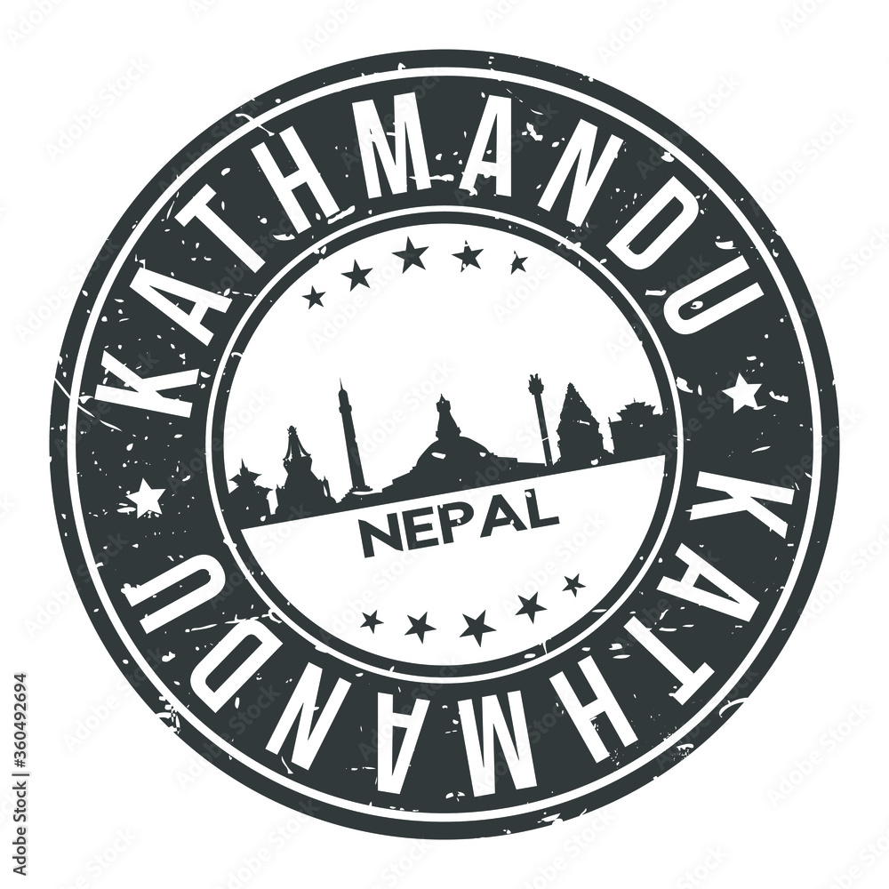 Obraz premium Kathmandu Nepal Asia Stamp Logo Icon Symbol Design Skyline City.