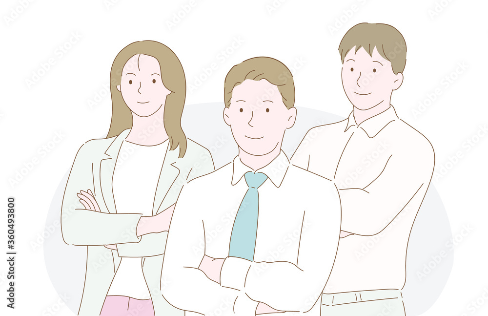 Successful company with happy workers. Hand drawn style vector design illustrations. EPS 10 Successful company with happy workers. Hand drawn style vector design illustrations. EPS 10
