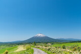 羊蹄山とニセコエリアの風景 / 北海道 ニセコ町 / ドローン空撮