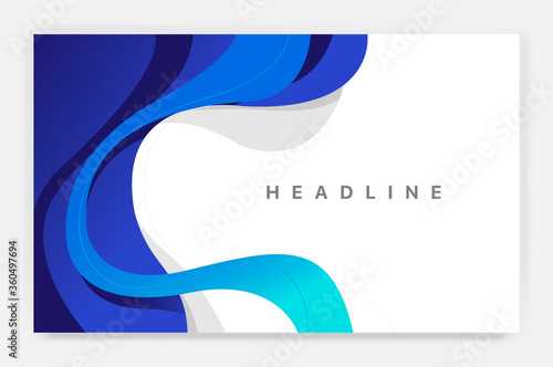 Sfondo blu e bianco con onde, curve per il web design moderno photo