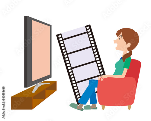 リビング　テレビ　映画　映画鑑賞　ビデオ　女性　イメージ