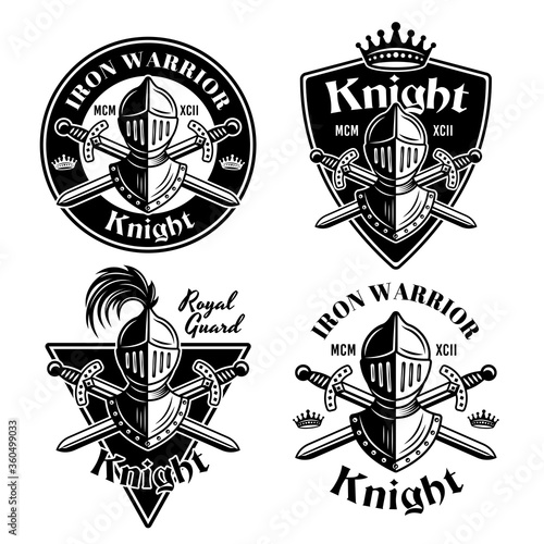 Knight set of vector medieval thematic emblems