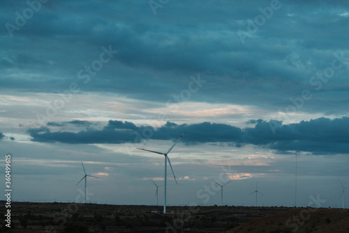 Clouds above the windmills in wind farm at Wankaner  Gujarat  India