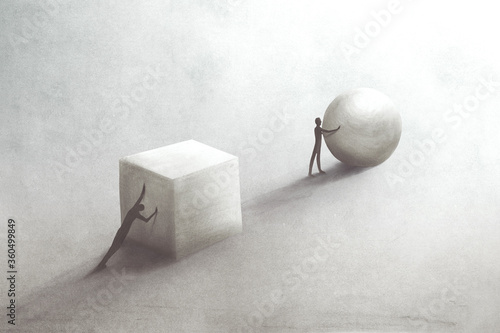 illustration of different business strategy, competition concept