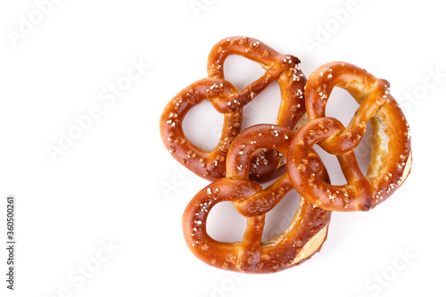 Traditional Bavarian salty pretzels isolated