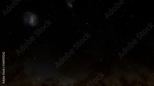 Cosmic landscape  beautiful science fiction wallpaper with endless deep space. 3D render