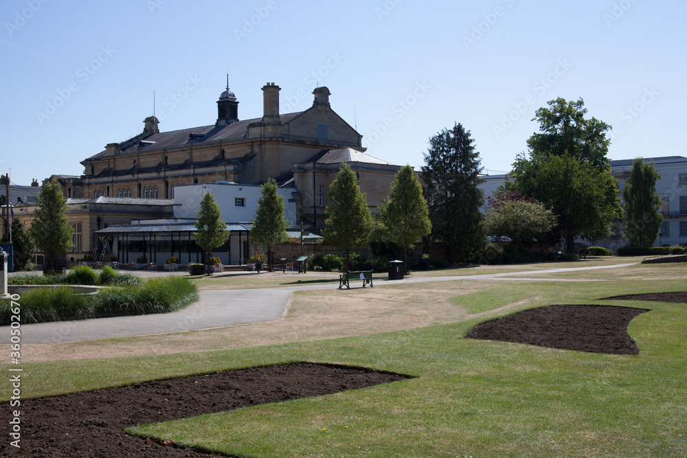 The Town Hall and Imperial Gardens in Cheltenham, Gloucestershire, United Kingdom