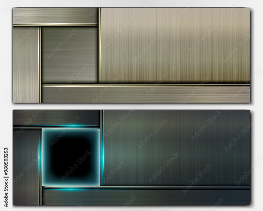 Set of horizontal metallic banners. Set of horizontal metallic banners.