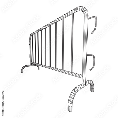 Police riot fence. Wireframe low poly mesh vector illustration.
