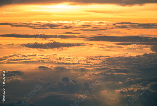Сlouds at sunset from an airplane