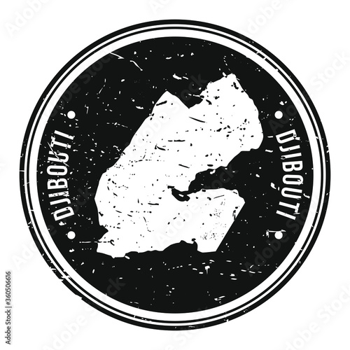Djibouti Map Symbol Round Design Stamp Travel and Business.