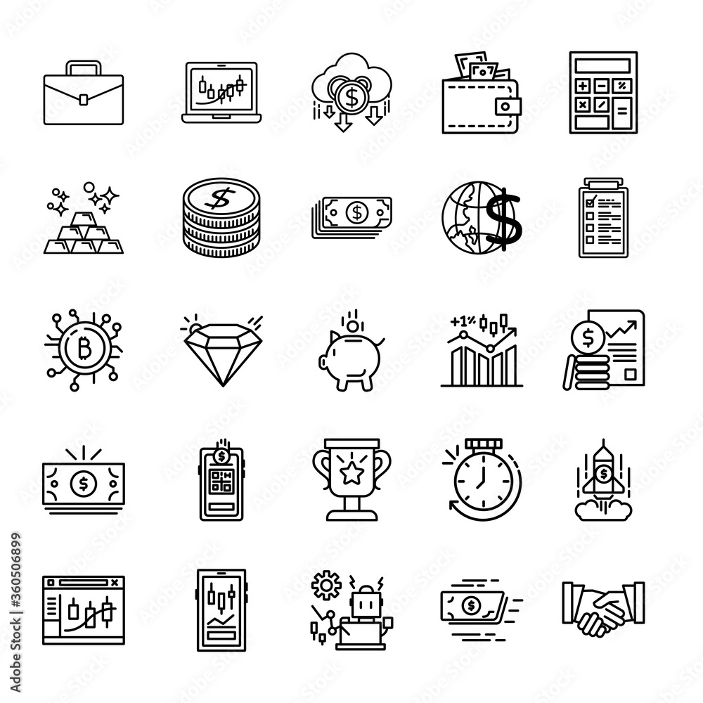 Set of Finance Related Vector Line Icons Vol.2.