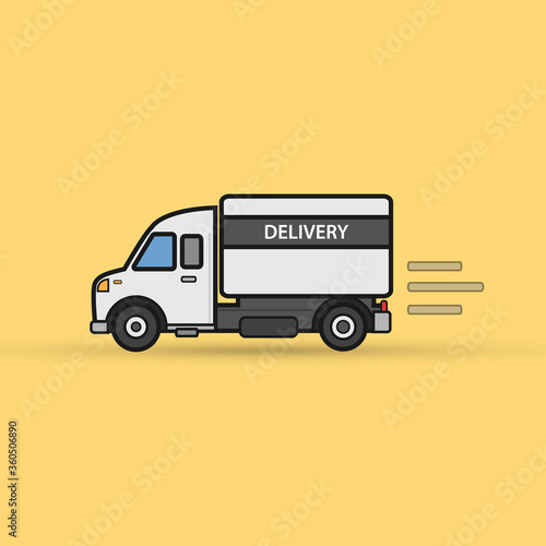 Delivery truck design on square internet button 