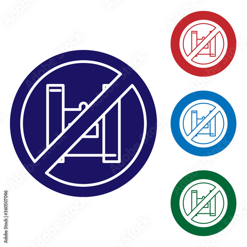 Blue Say no to plastic bags poster icon isolated on white background. Disposable cellophane and polythene package prohibition sign. Set icons in color square buttons. Vector Illustration.
