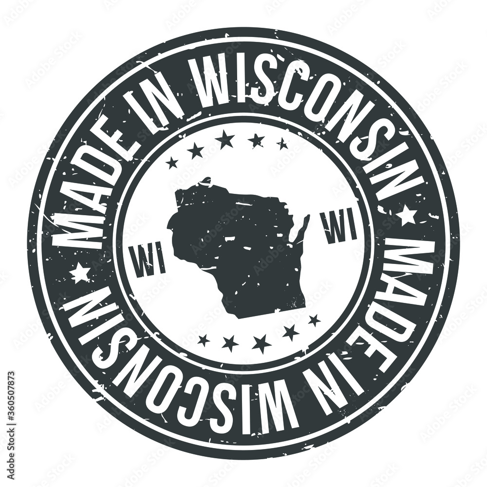 Made in Wisconsin State USA Quality Original Stamp Design Vector Art. - obrazy, fototapety, plakaty 