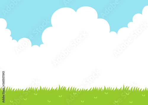 Sky and grass field background.