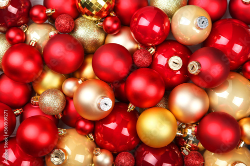 Background of beautiful christmas balls. New Year or Christmas background. 