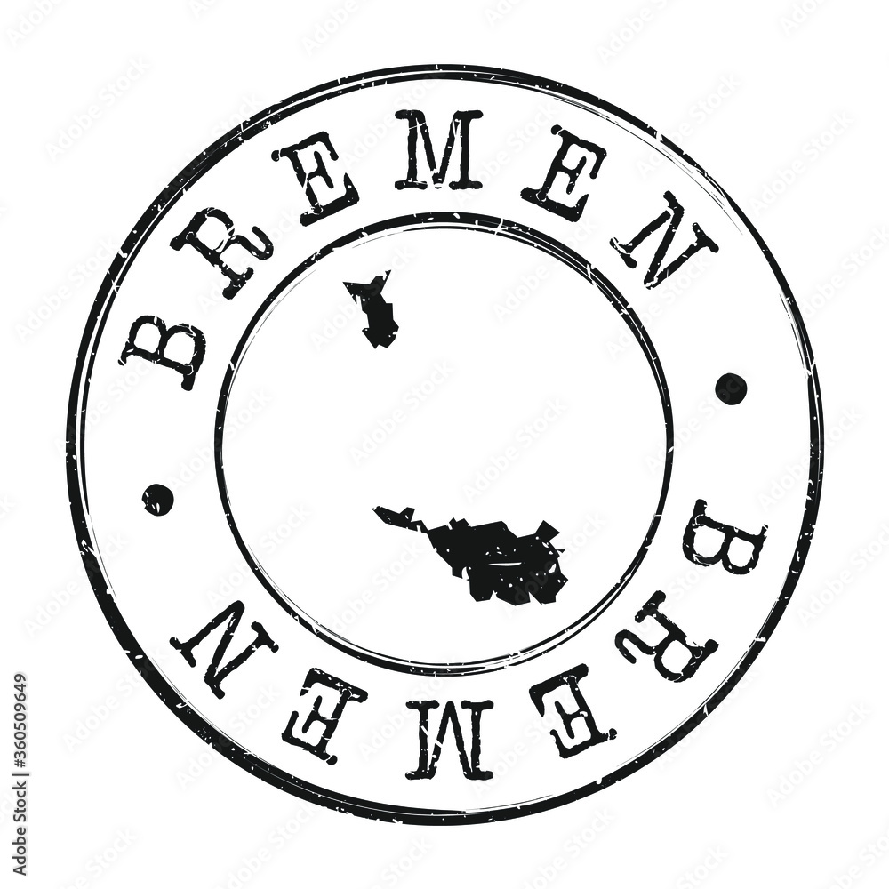 Bremen Germany Map Postmark. Silhouette Postal Passport. Stamp Round