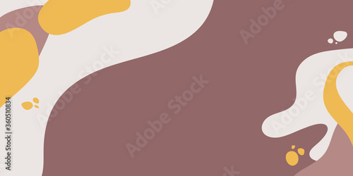 Modern trendy abstract shapes in pastel colors. Scandinavian clean vector design. Brown yellow orange liquid background
