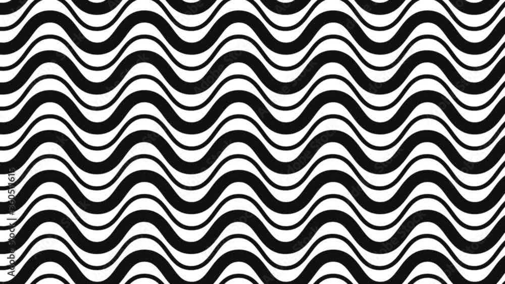 black and white animation waves, 2d illustration 4k black and white animation waves, 2d illustration 4k