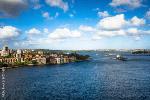 Aerial view of Sydney Harbour and North Shore.