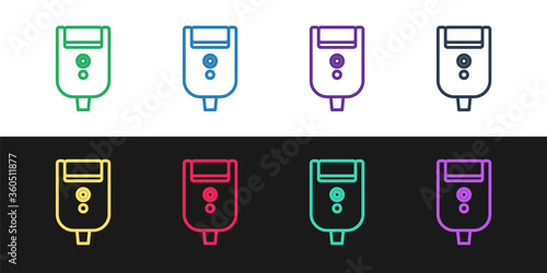 Set line Electric razor blade for men icon isolated on black and white background. Electric shaver. Vector Illustration.
