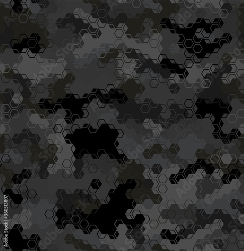 Vector background of grey dust digital hex camoflage pattern