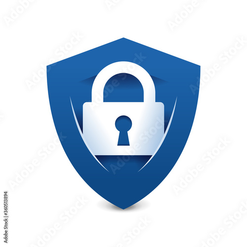 Data security icon - account protection sign - padlock with keyhole inside a shield  - safety and privacy logotype photo