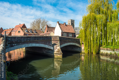 Fotomurale The Historic Fye Bridge, crossing The River Wensum in Norwich, England, UK