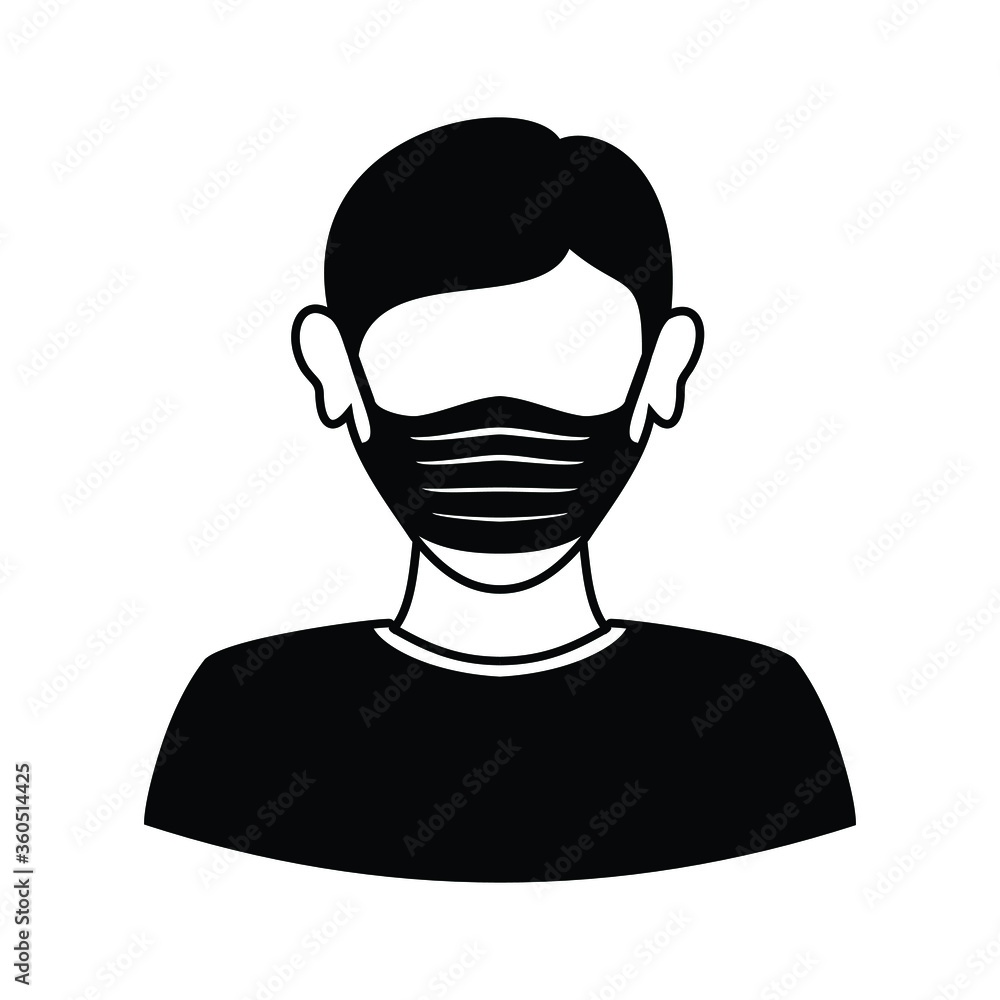 Face mask man icon isolated on white background, Face mask vector design illustrations. Face mask icon trendy and modern face mask symbol for logo, web, app, UI