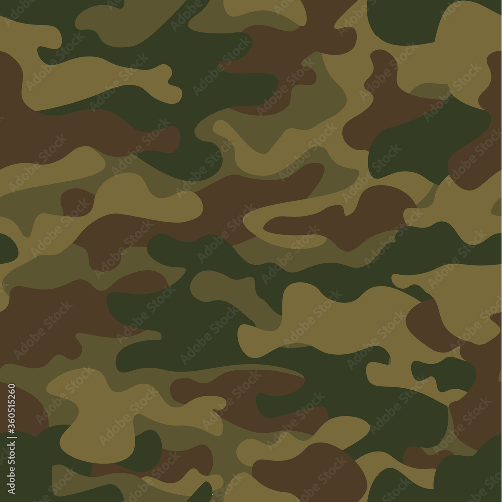 Seamless camouflage pattern. Khaki texture, vector illustration. Camo print background. Abstract military style backdrop