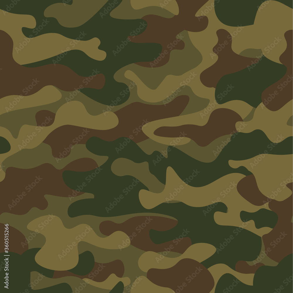 Fototapeta premium Seamless camouflage pattern. Khaki texture, vector illustration. Camo print background. Abstract military style backdrop