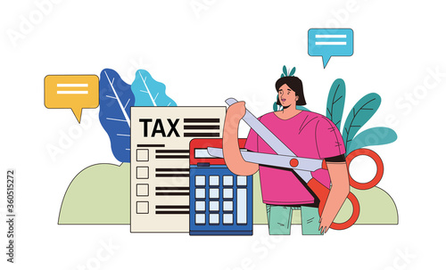 young woman with tax day pay