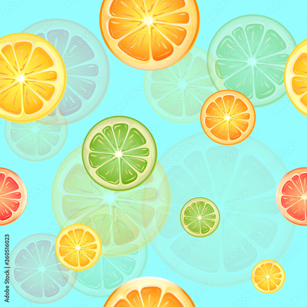 Seamless pattern of citrus slices