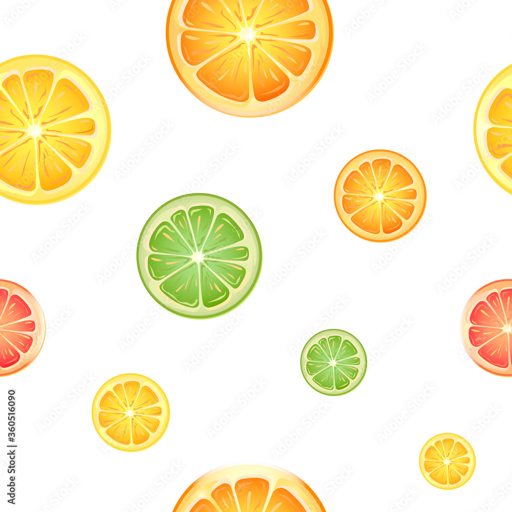 Citrus fruit pattern with transparent background.