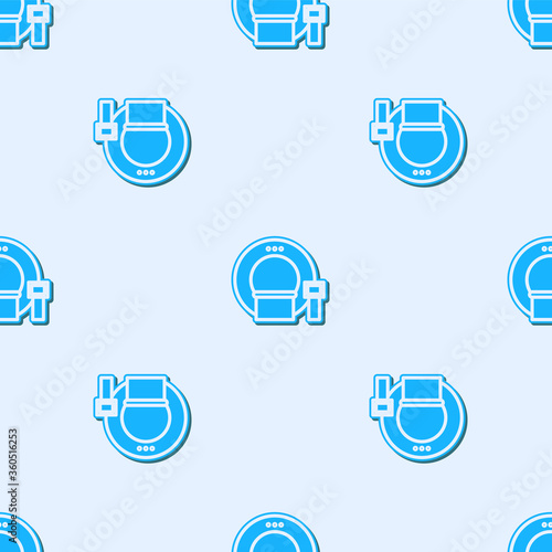 Blue line Tomography icon isolated seamless pattern on grey background. Medical scanner, radiation. Diagnosis, radiology, magnetic resonance therapy. Vector Illustration.