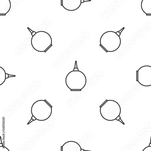 Grey line Enema icon isolated seamless pattern on white background. Enema with a plastic tip. Medical pear. Vector Illustration.