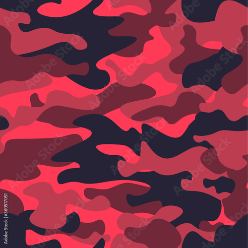 Seamless fashion elite tan red camo pattern vector.Classic clothing style masking camo repeat print. Red, white, brown black colors forest texture. Design element. Vector illustration