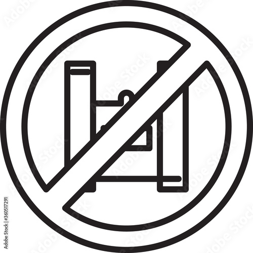 Black line Say no to plastic bags poster icon isolated on white background. Disposable cellophane and polythene package prohibition sign. Vector Illustration.