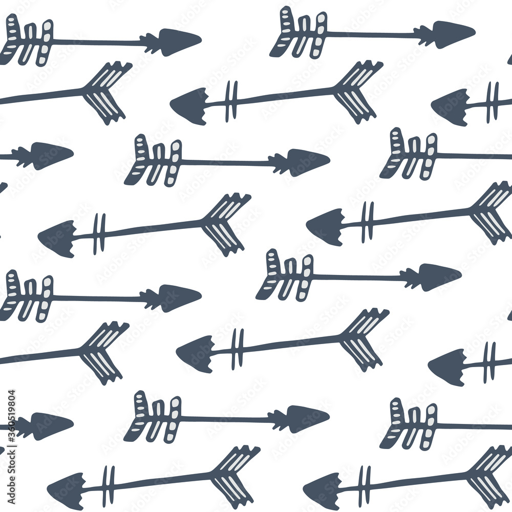 Hand drawn arrows seamless pattern isolated on white background. Tribal endless wallpaper in doodle style. Decorative backdrop for fabric design Hand drawn arrows seamless pattern isolated on white background. Tribal endless wallpaper in doodle style. Decorative backdrop for fabric design