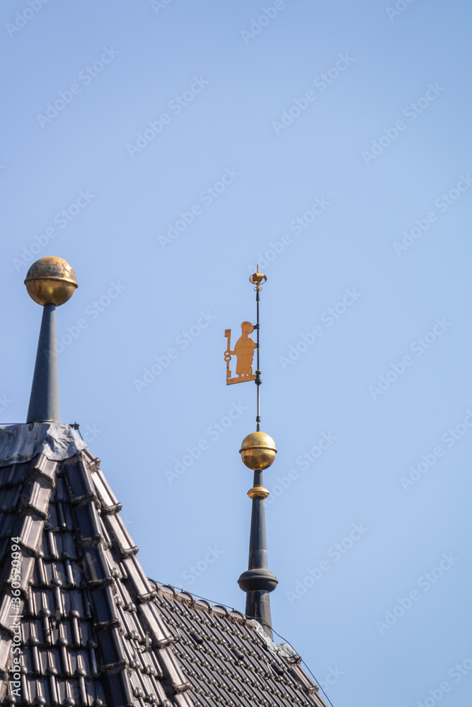 golden figure on a roof top of Calw Germany