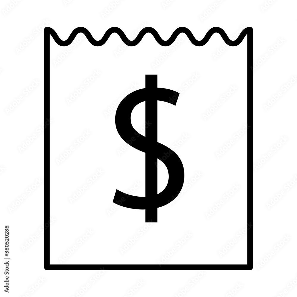 receipt with dollar symbol line style icon receipt with dollar symbol line style icon