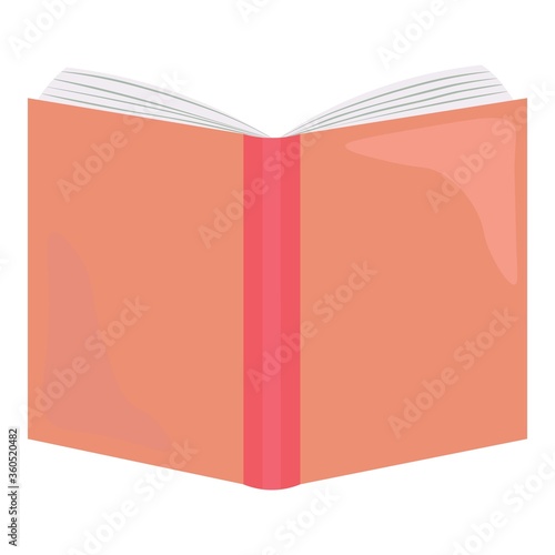 Vector illustration of opened blank book with red cover viewed from top isolated on white background