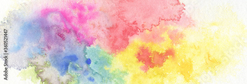 Abstract color watercolor cloud and ink blot painted background. © Liliia